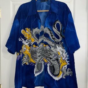 Xtreme Limit Black Blue Dragon Button Front